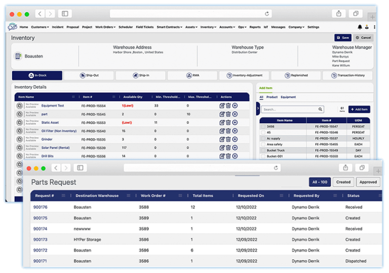 Spare Parts Inventory Management Software for Field Service